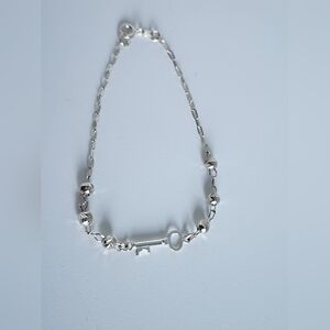 925 Mexican Sterling Silver Key Bracelet 7” Dainty Minimalist Silver Bracelet